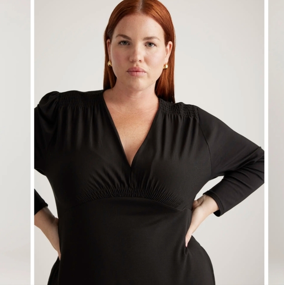 Tencel Jersey V-Neck Long Sleeve Midi Dress - Picture 5 of 7